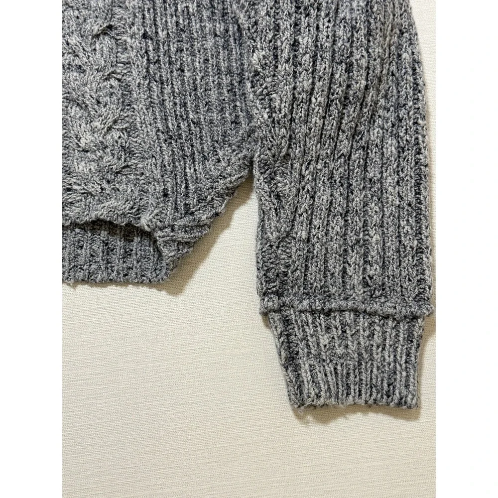 Free People On Your Side Gray Knit Cropped Long Sleeve Pullover Sweater M